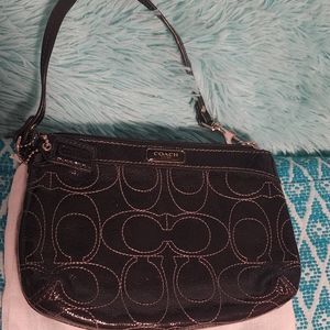 Coach Logo Leather Wristlet